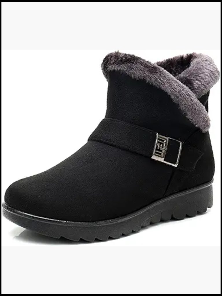 Winter Snow Boots Fur Lined Side Zipper Ankle Boots Warm Outdoor Comfortable